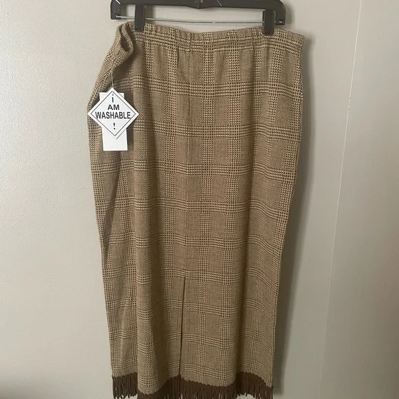 Nina Leonard Brown Tan Midi Skirt - Picture 1 of 4